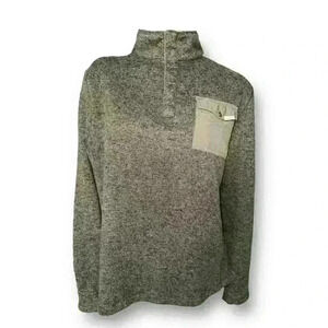 Woolrich women’s Pullover Quarter Button Jacket Top Sz Medium Green Sweater